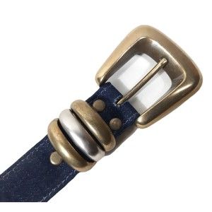 Vintage 1980s Gene Ewing Dark Blue Denim Fashion Belt Womens Size 1X